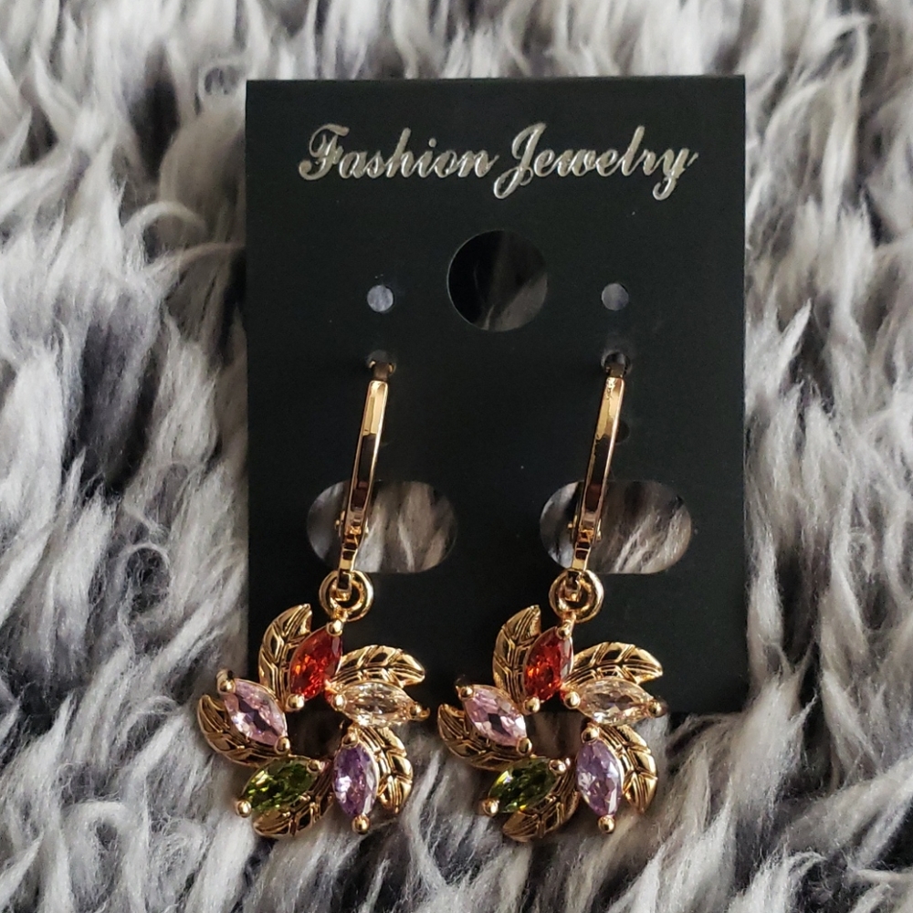 18K Yellow gold-filled multicolor topaz earrings